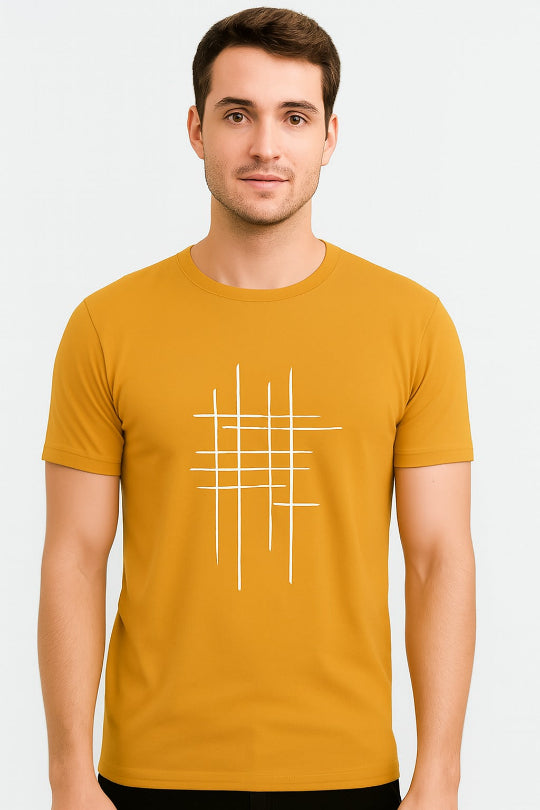 High-quality zig-zag men's mustard t-shirt