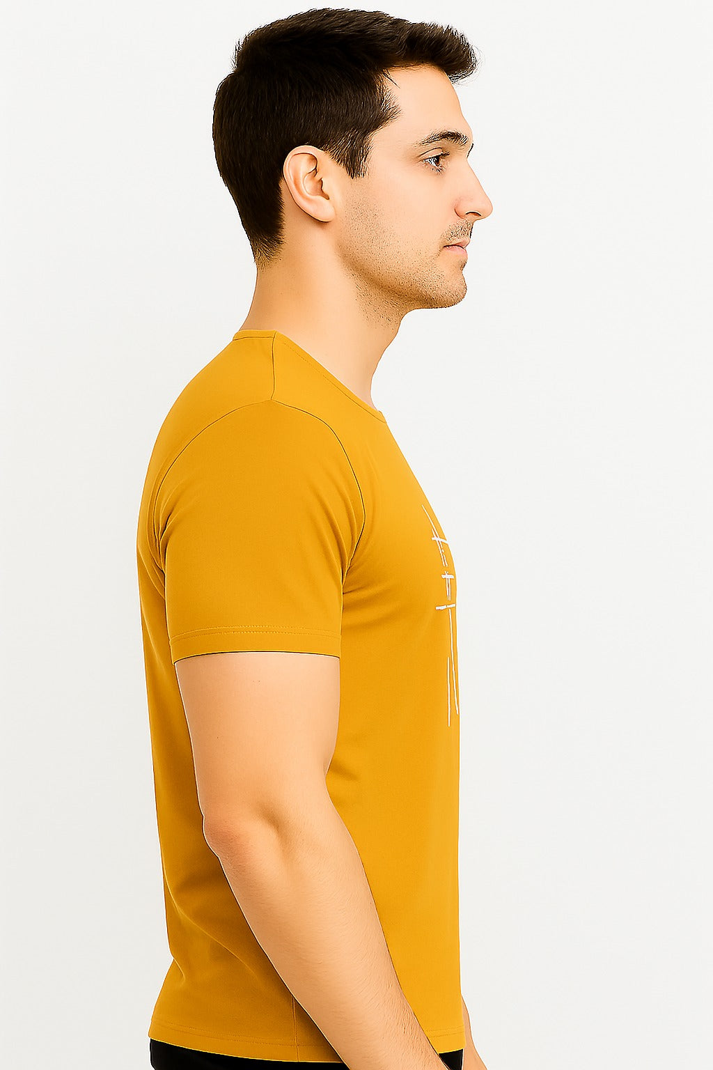 High-quality zig-zag men's mustard t-shirt