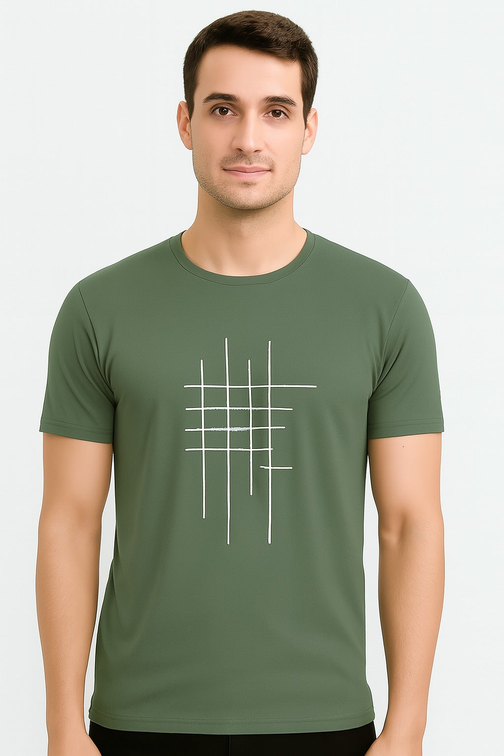 High-quality zig-zag men's olive t-shirt