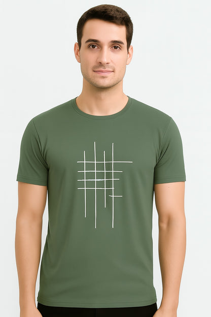 High-quality zig-zag men's olive t-shirt