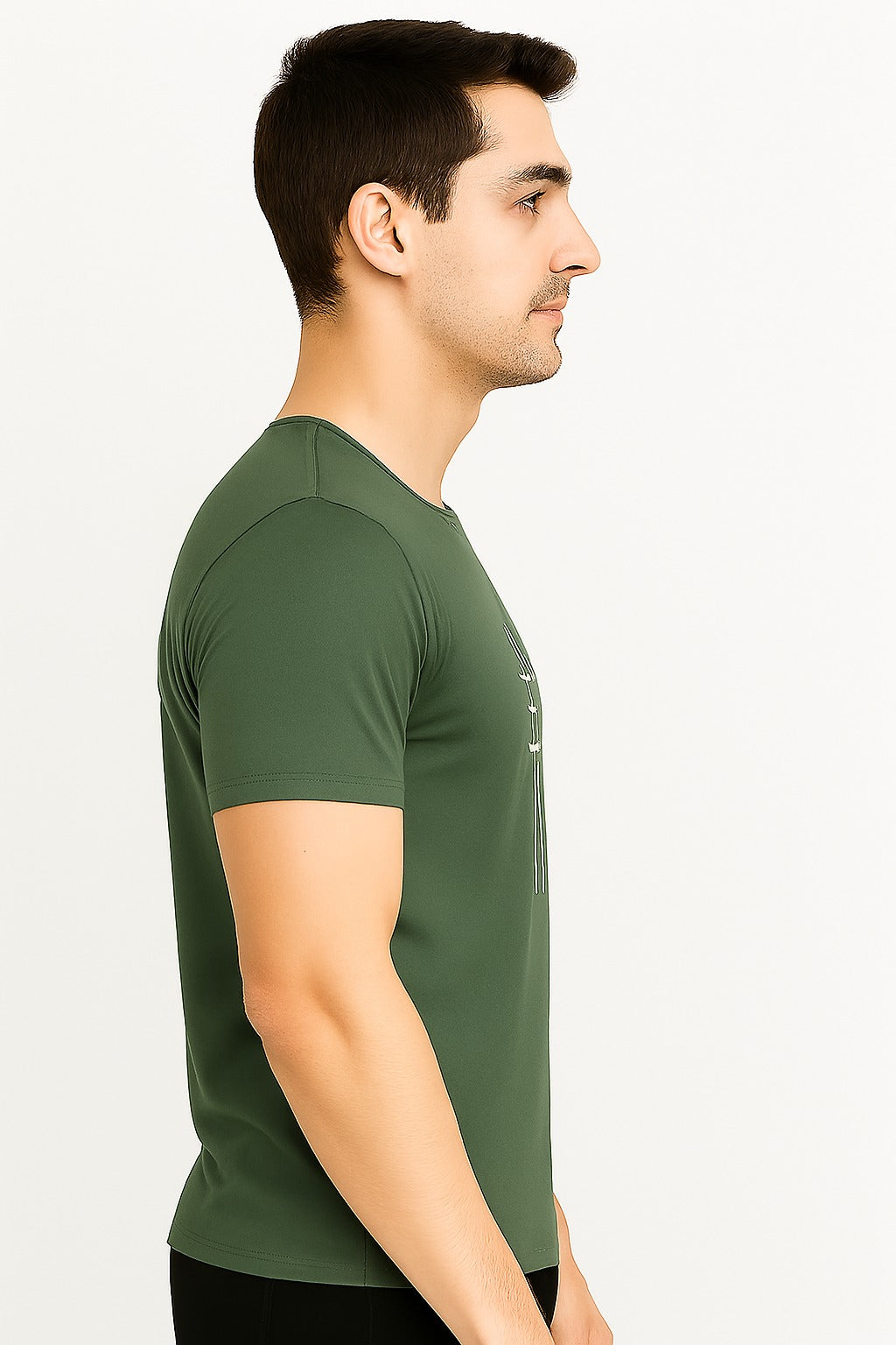 High-quality zig-zag men's olive t-shirt