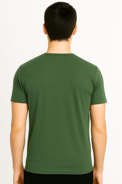 High-quality zig-zag men's olive t-shirt