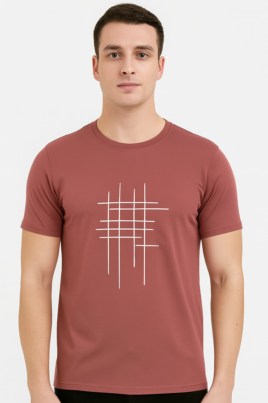 High-quality zig-zag men's peach t-shirt