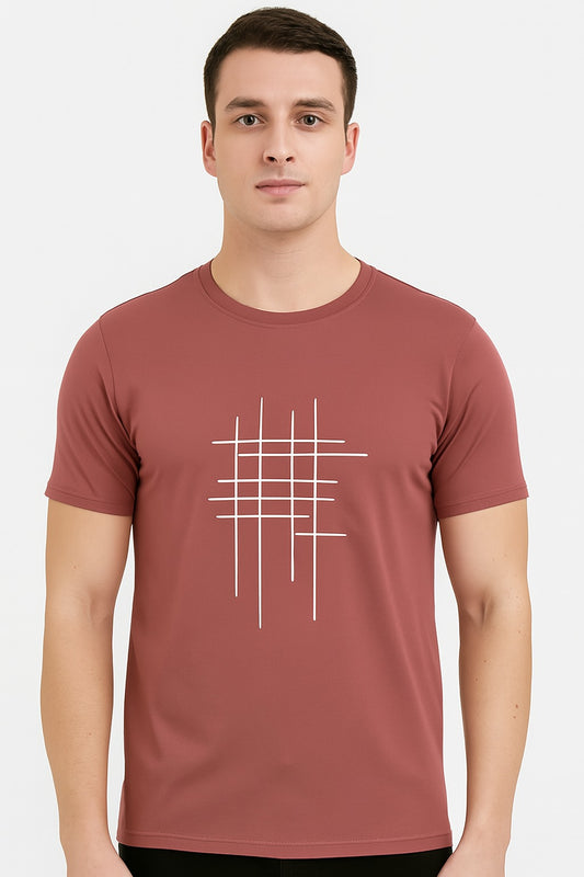 High-quality zig-zag men's peach t-shirt