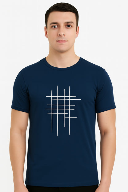 High-quality zig-zag men's navy t-shirt