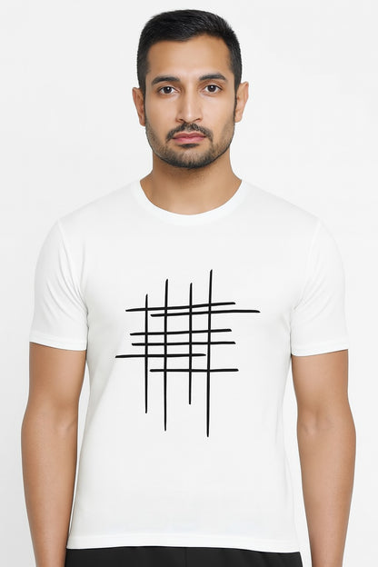 High-quality zig-zag men's white t-shirt