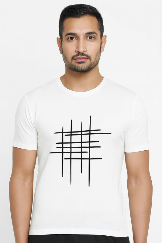 High-quality zig-zag men's white t-shirt
