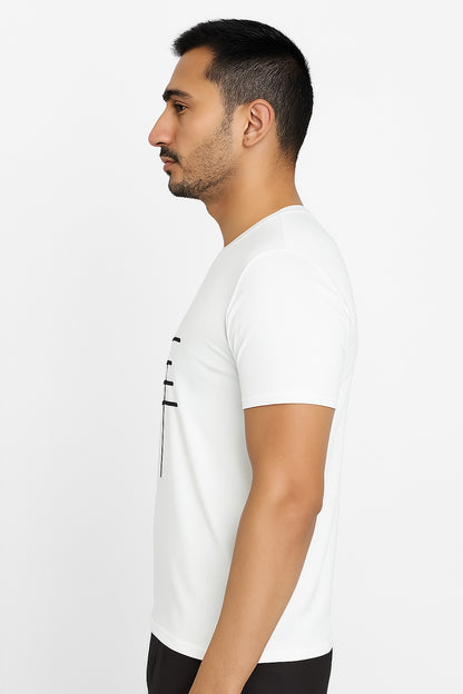 High-quality zig-zag men's white t-shirt