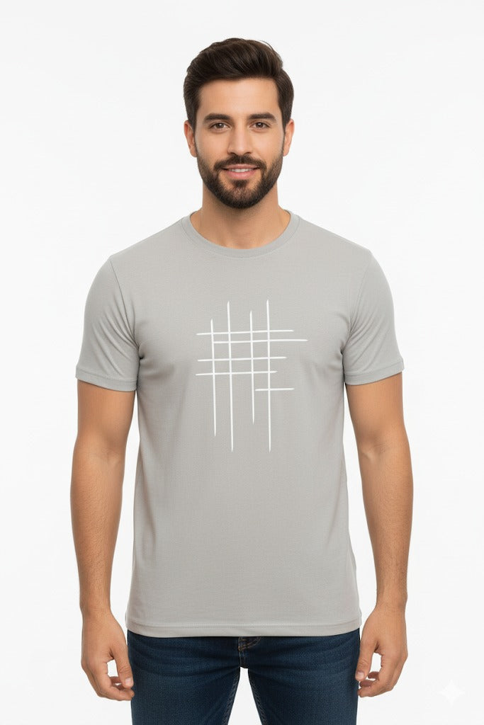 High-quality zig-zag men's light gray t-shirt