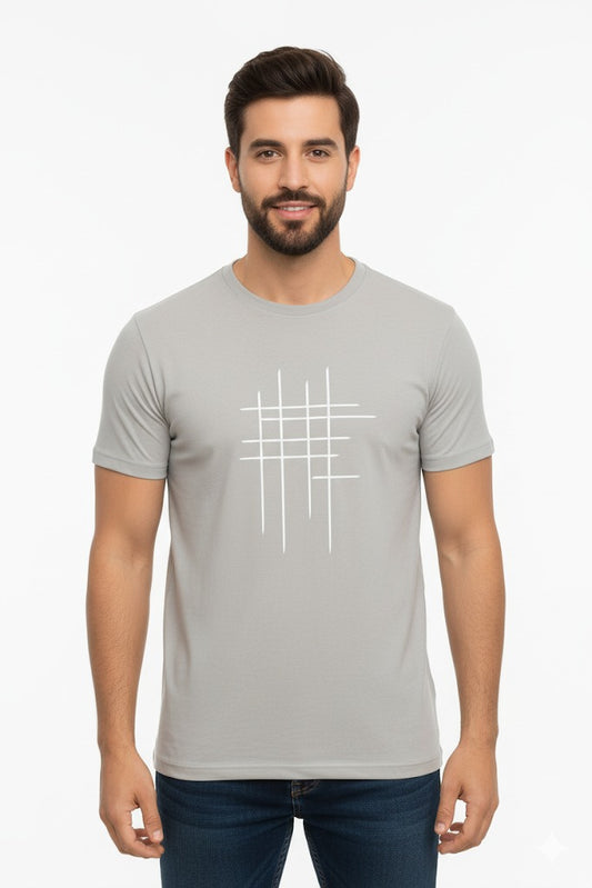 High-quality zig-zag men's light gray t-shirt