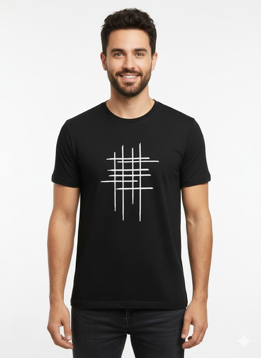 High-quality zig-zag men's black t-shirt