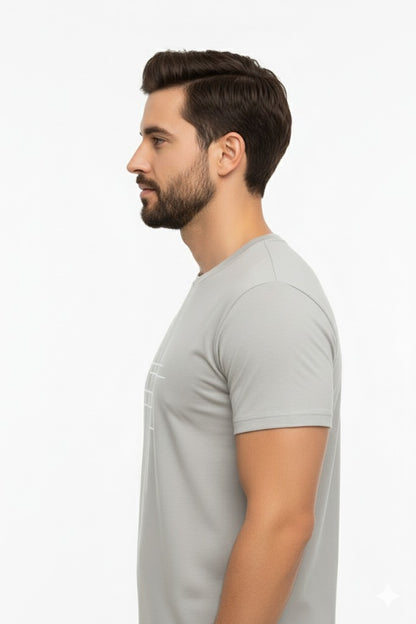 High-quality zig-zag men's light gray t-shirt